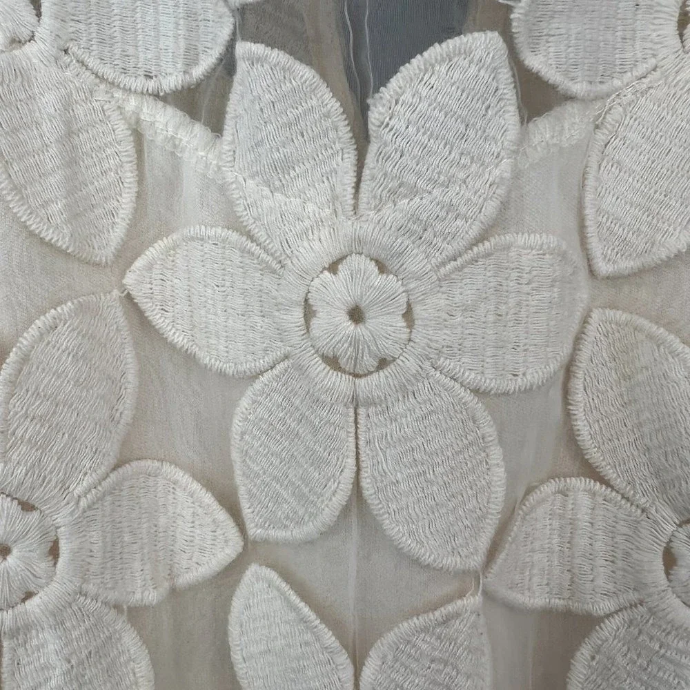 Altar'd State Lucille Dress White Lace Bodice Navy Flair‎ Skirt Size M Wedding
